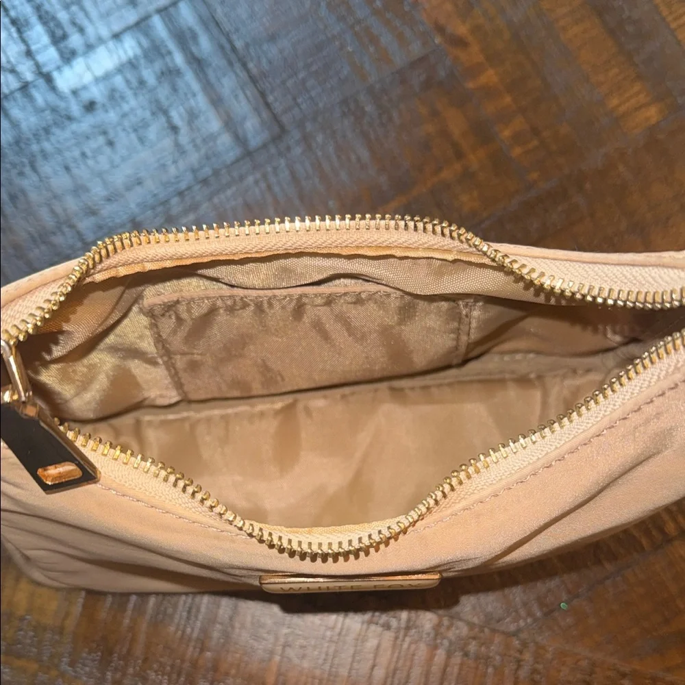 White Fox Beige Shoulder Bag Gold‎ Hardware Mini Baguette Purse
